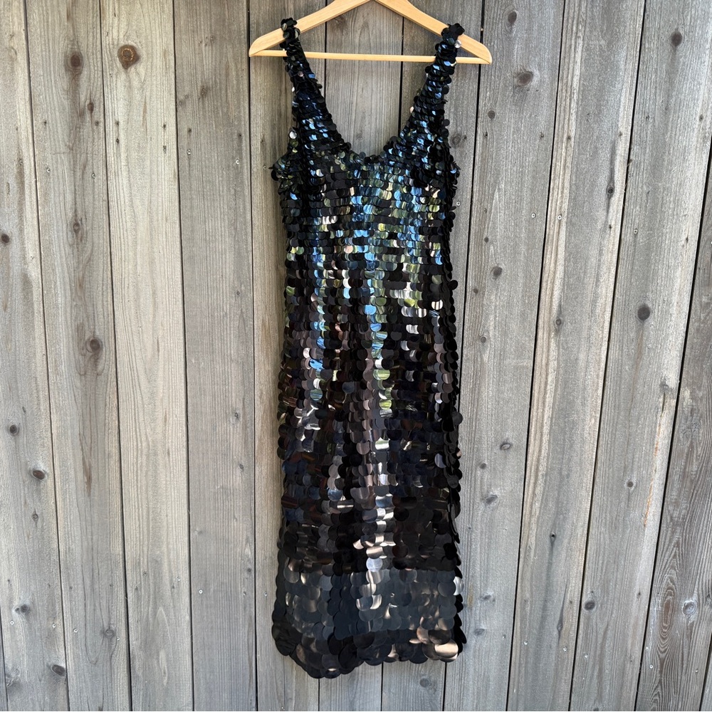 Black Sequin Midi Tank Dress